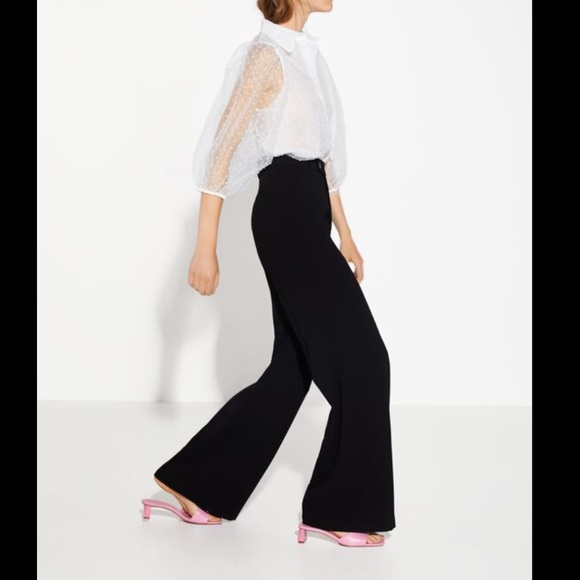 ♥️ LAST size M ♥️NWT ZARA BLACK FLOWY WIDE LEG PANTS - Picture 1 of 7
